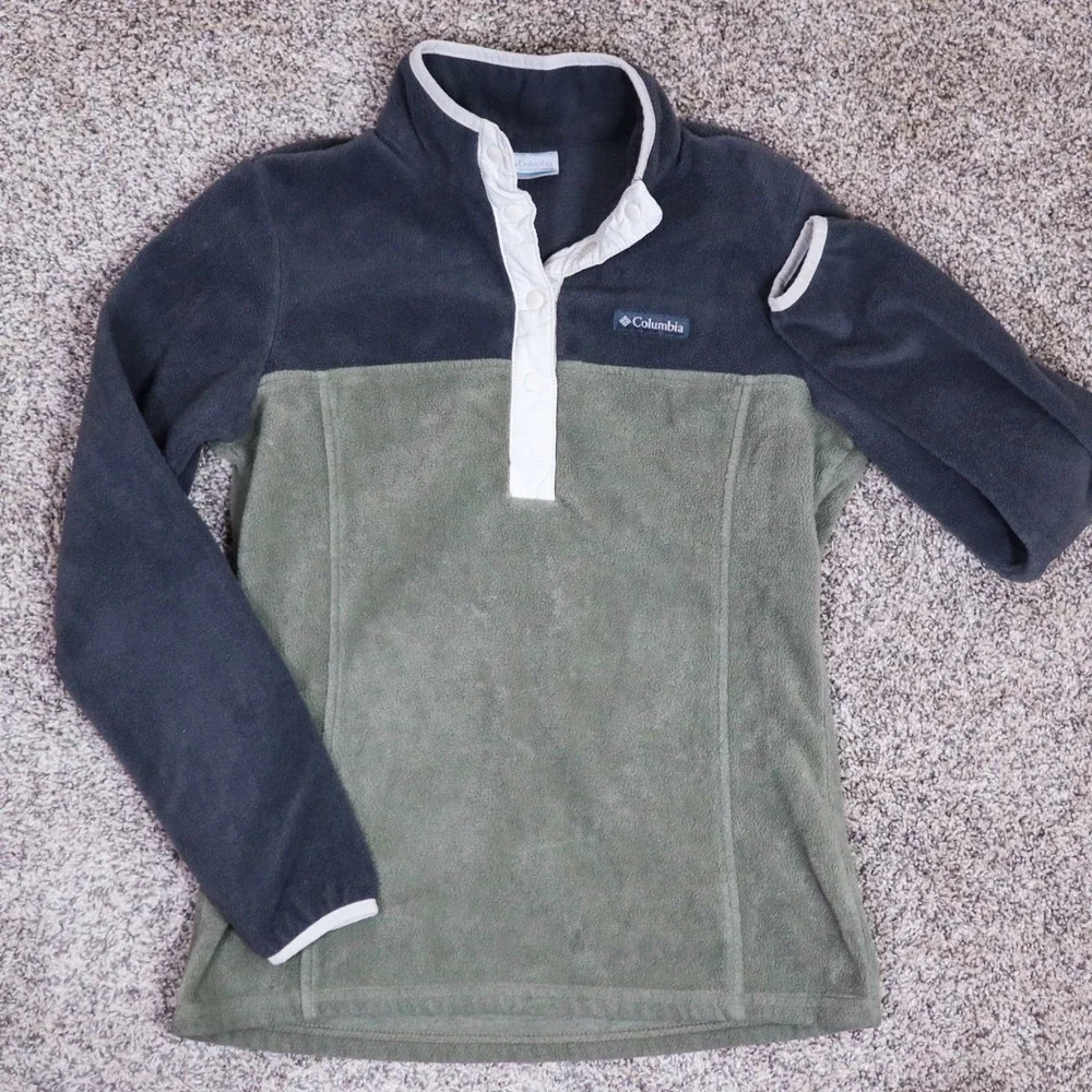 Columbia Benton Springs Snap Fleece Pullover Womens XS‎ Grey Green AL1302